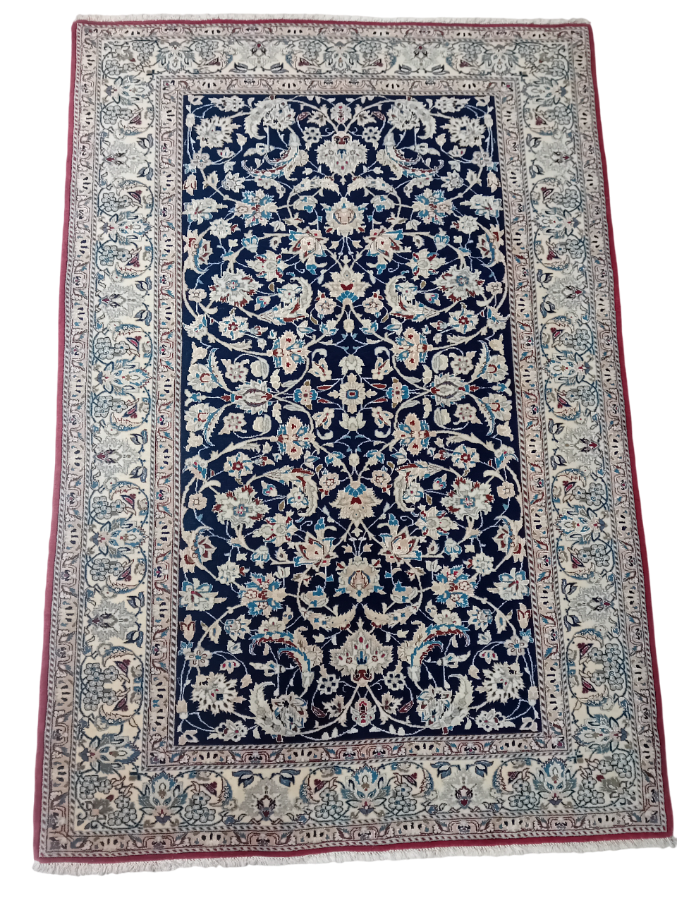 Tappeto Nain Tudeshk vecchio annodato a mano 158 x 108 cm – Lana, seta e cotone