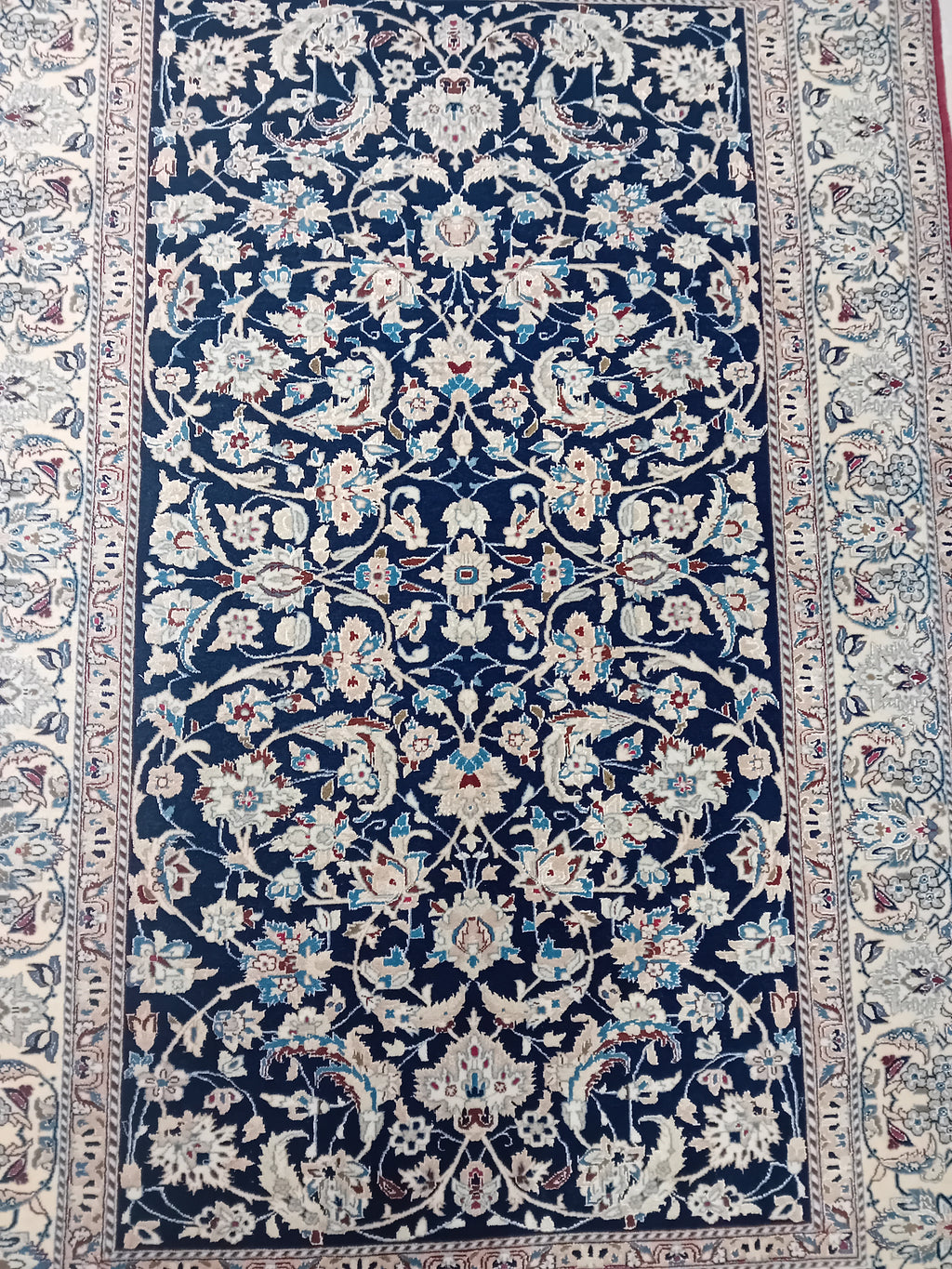 Tappeto Nain Tudeshk vecchio annodato a mano 158 x 108 cm – Lana, seta e cotone