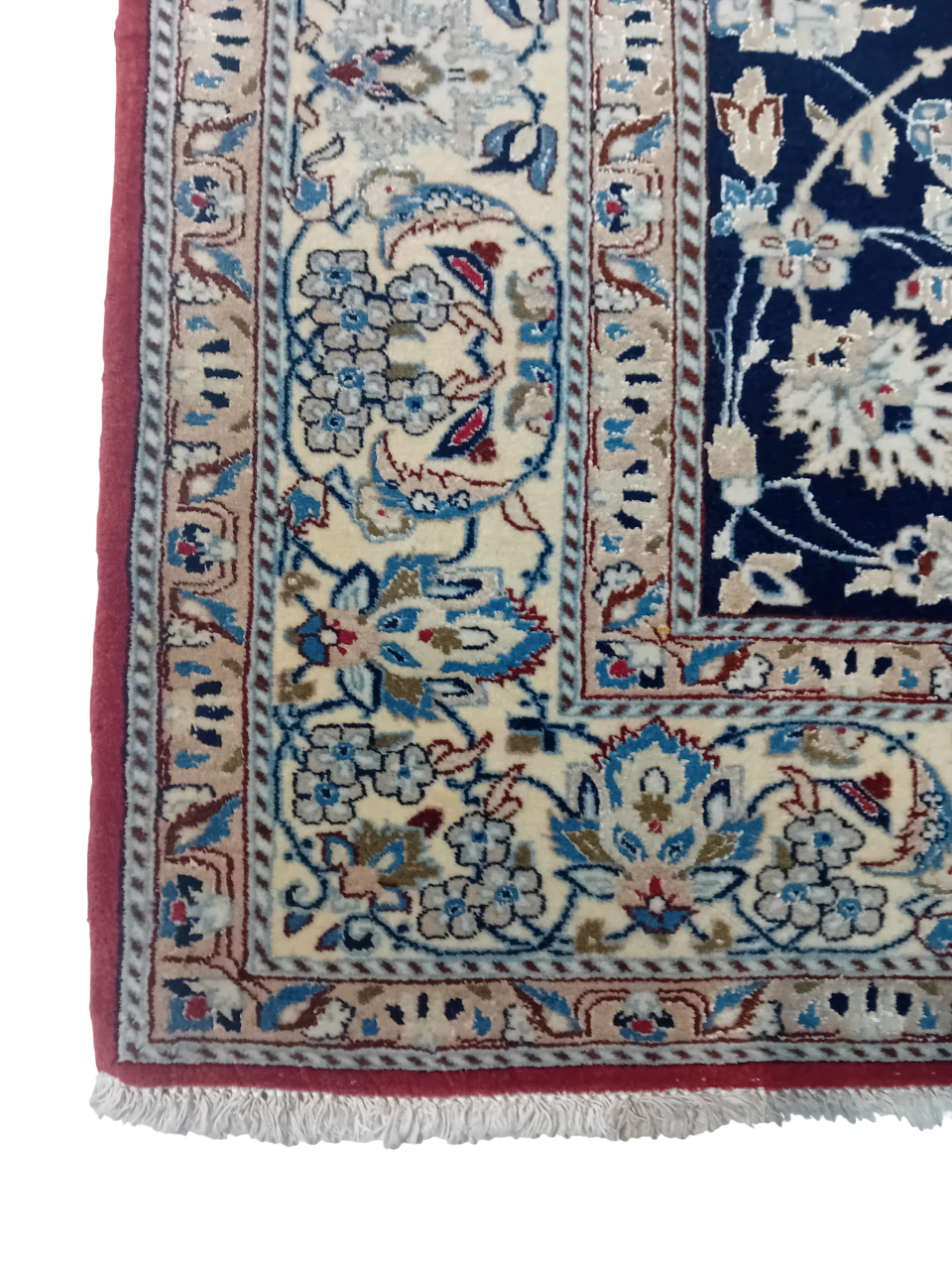 Tappeto Nain Tudeshk vecchio annodato a mano 158 x 108 cm – Lana, seta e cotone