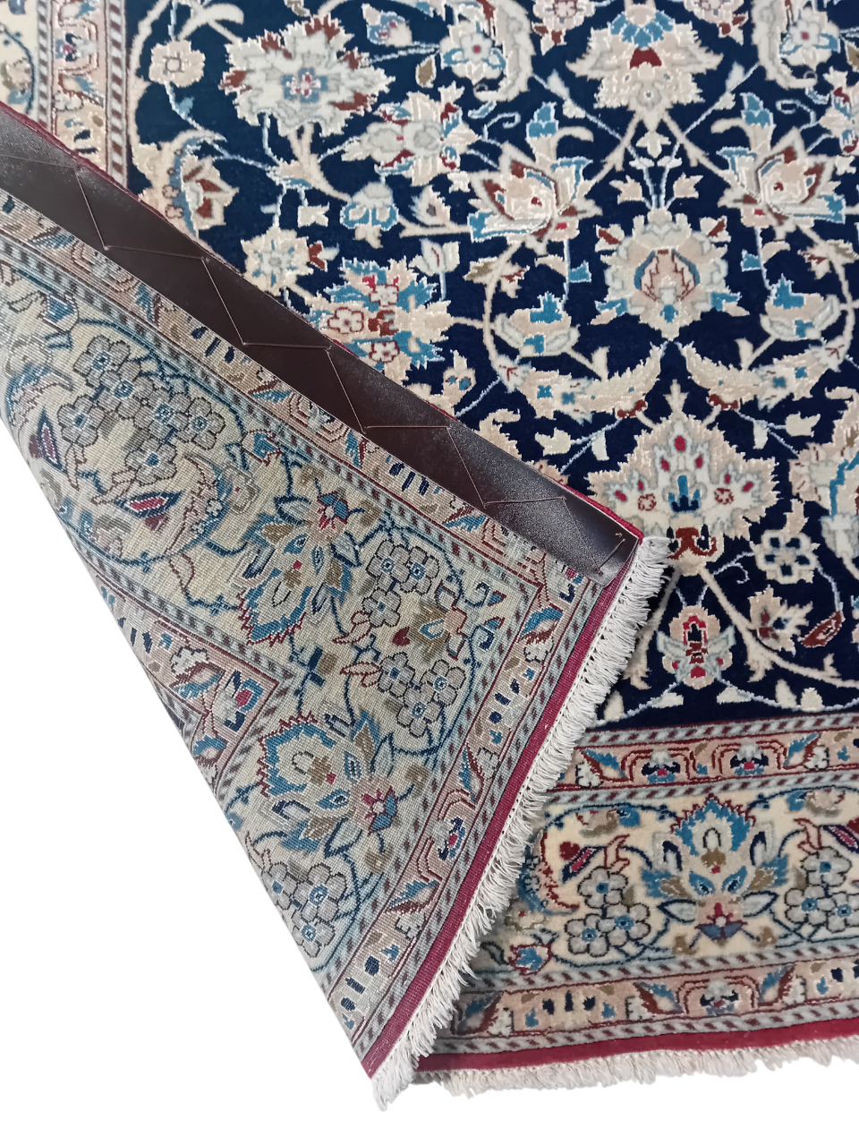 Tappeto Nain Tudeshk vecchio annodato a mano 158 x 108 cm – Lana, seta e cotone