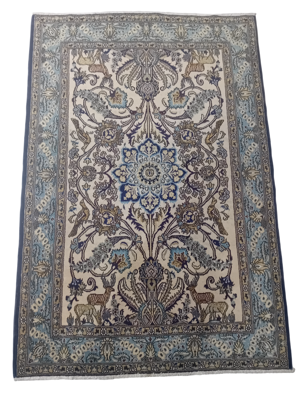 Tappeto Vecchio Qum 154x104 cm in Lana, Seta e Cotone