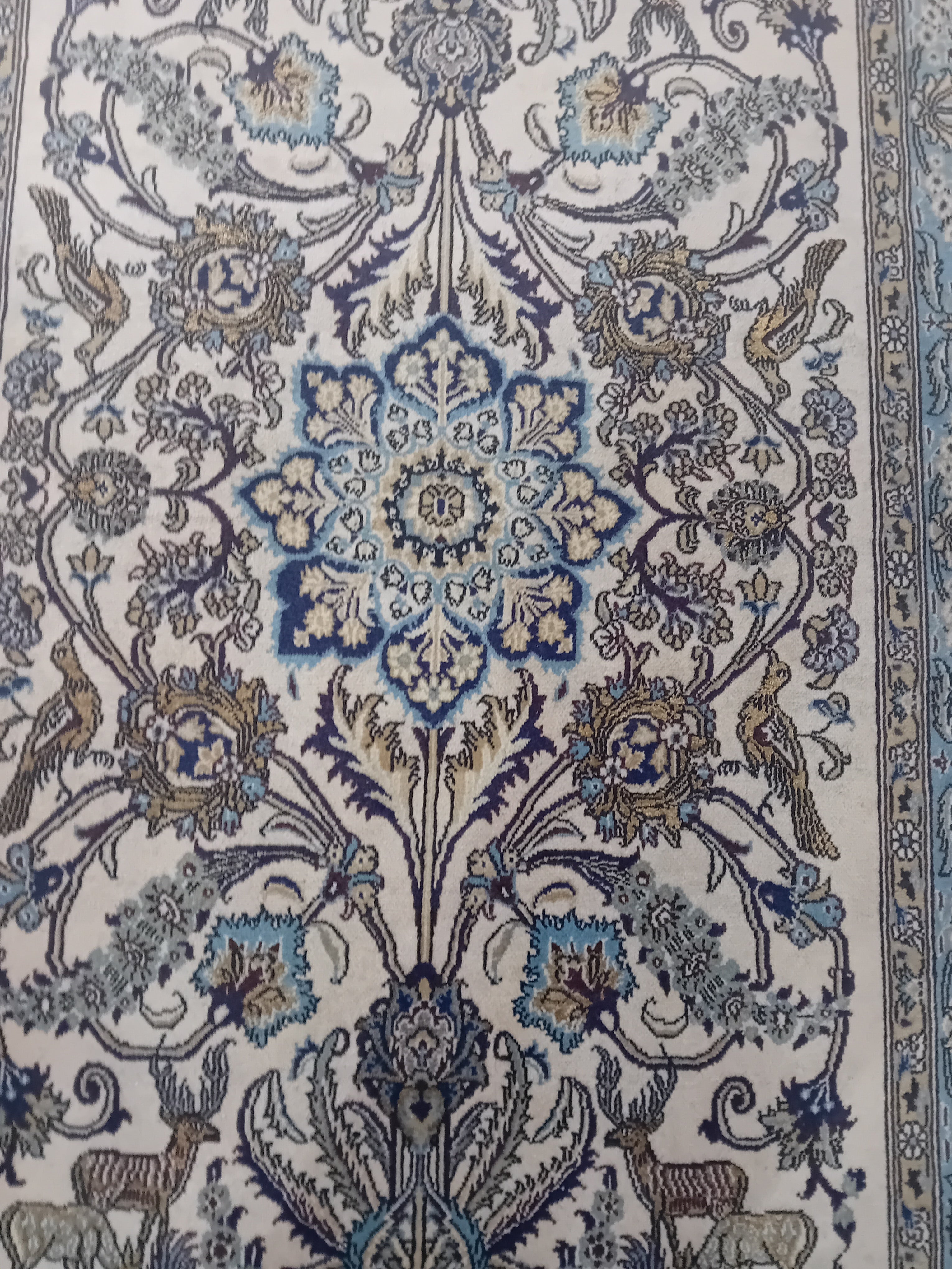 Tappeto Vecchio Qum 154x104 cm in Lana, Seta e Cotone