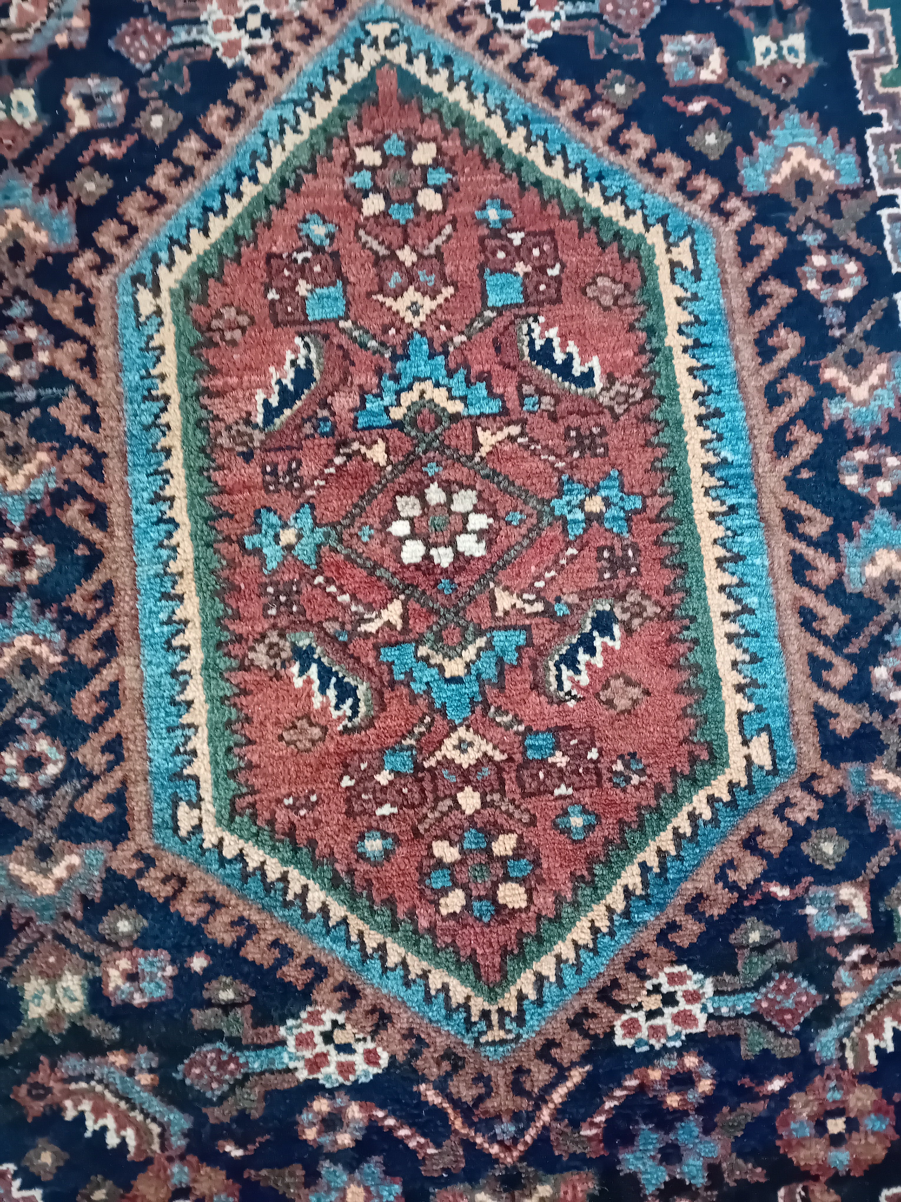 Tappeto Hamedan Vecchio 1,90x1,25 m in Lana e Cotone