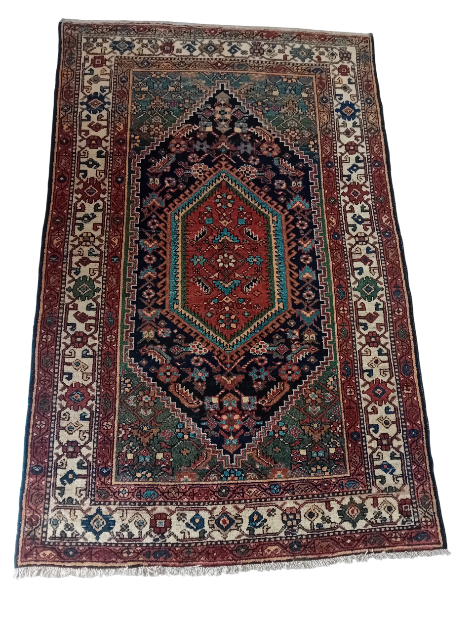 Tappeto Hamedan Vecchio 1,90x1,25 m in Lana e Cotone