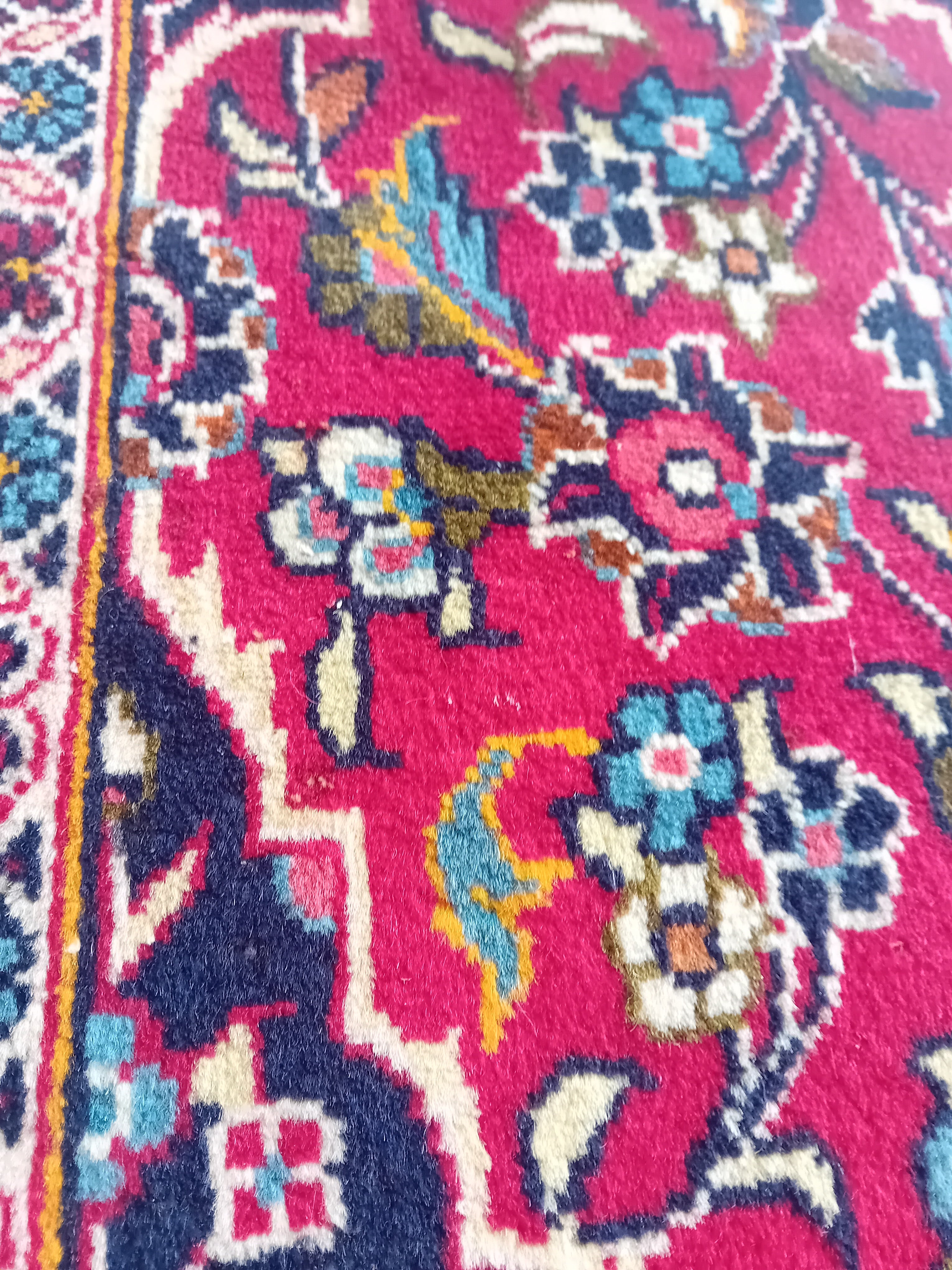 Tappeto Kashan 140x105 cm in Lana e Cotone, Fatto a Mano